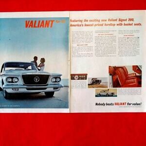 Chrysler Valiant for '62 Signet 200 Auto - 2pg 21x13 Vtg 1961 PRINT AD Ephemera